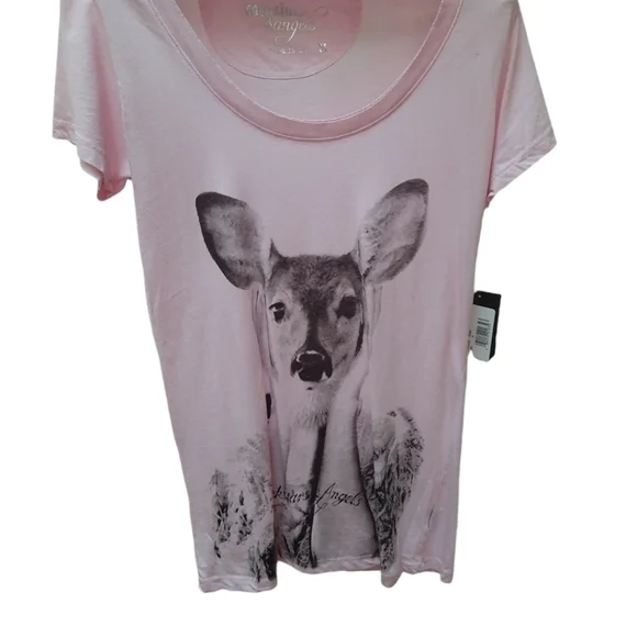 Rockstars & Angles Los Angeles Pink Graphic Bambi Deer Short Sleeve Top - Picture 3 of 9
